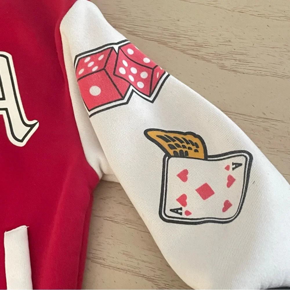 SHEIN Kids Red Varsity Jacket California Play Team Bomber Size 5Y